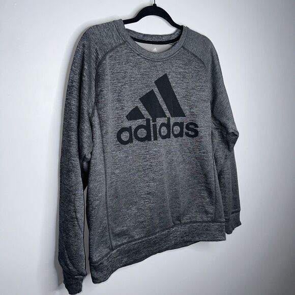 Adidas Men’s Big Logo Pullover Sweatshirt Heathered Gray Size Large - Picture 3 of 6